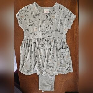 Hanna Andersson Dino Pocket Dress & Capri Leggings bundle